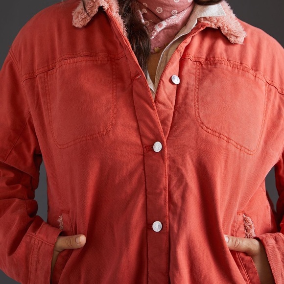 Anthropologie Pilcro Medium Orange Sherpa Jacket - Picture 2 of 7